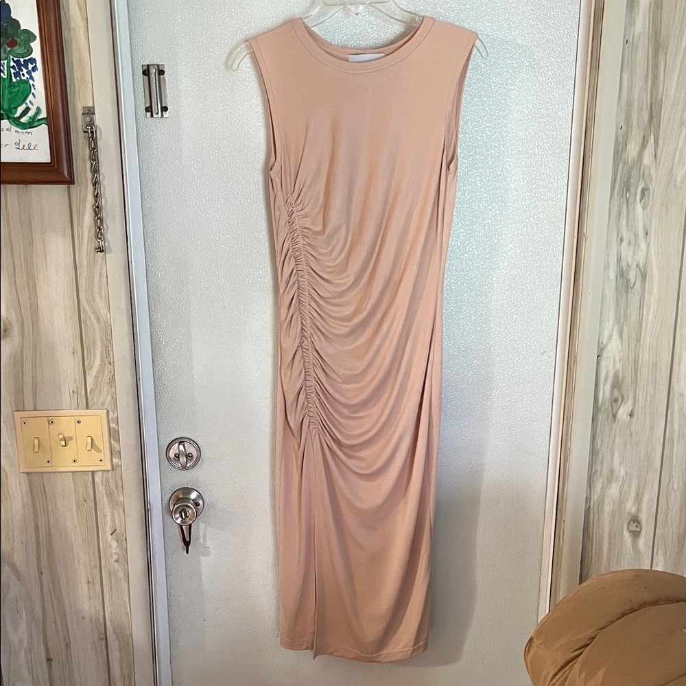 RSVP Blush Ruched Midi Dress